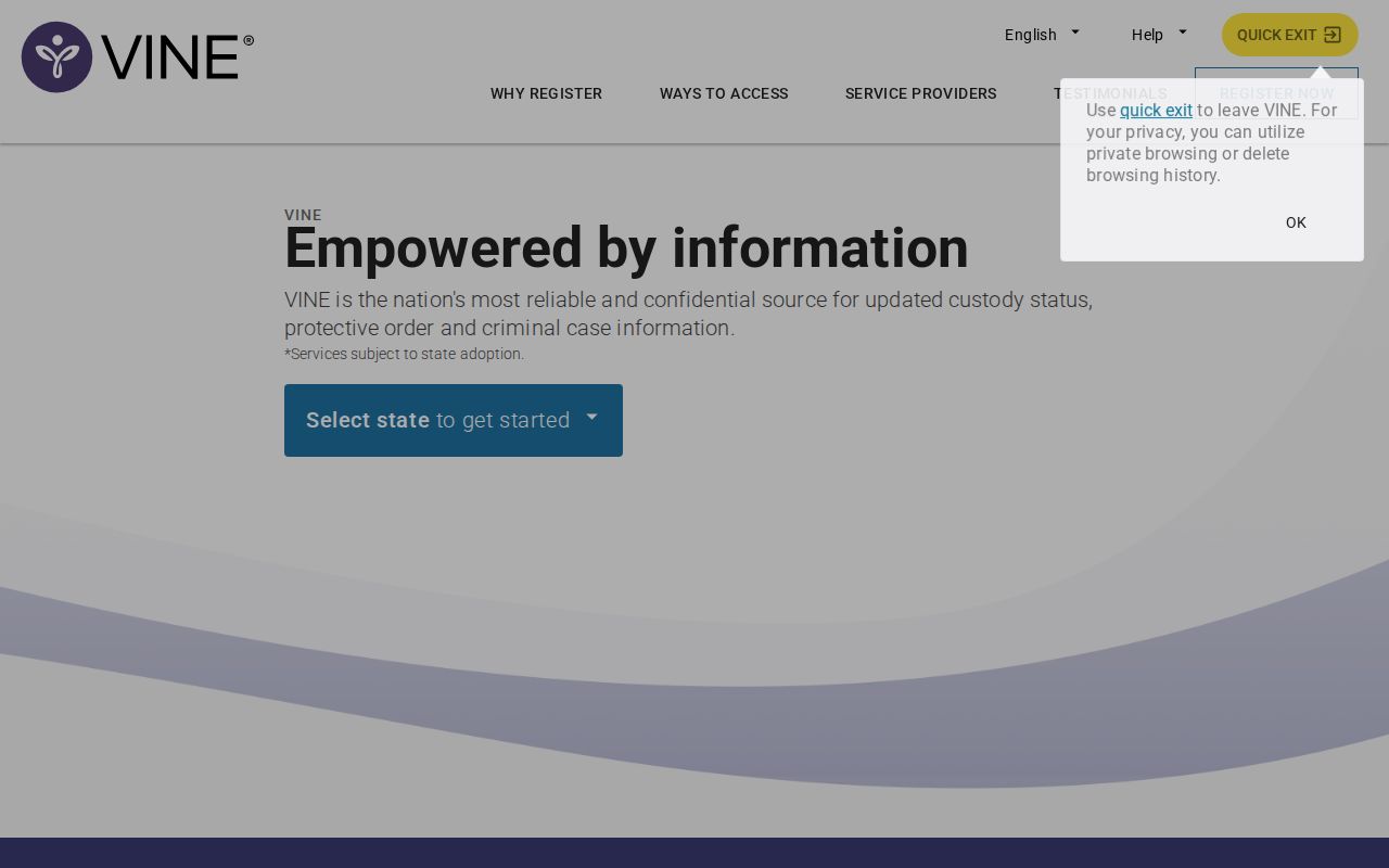 Hampshire County VINELink inmate check and release notification portal